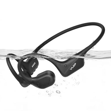 VLOP Bone Conduction Swimming Headphones - IP68 Waterproof, Open-Ear MP3 Headphones with 32GB Memory, Bluetooth 6.0 Wireless Sport Headset for Running & Cycling, 8H Playtime(Black, Standard)