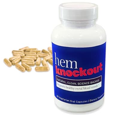 Hem Knockout Internal Hemorrhoid Relief Supplement- Fast-Acting Pills for Pain, Swelling & Bleeding - Natural Vein Strengthening Formula - 90 Day Supply - Made in USA