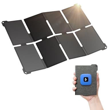 [Upgraded] BigBlue Ultra-Light Portable 25W Solar Panel Charger with USB-A and USB-C Ports, 0.84 lbs Pocket-Size IP68 Waterproof, Folded Solar Panel Compatible with Cellphone,Power Bank,Camping Light