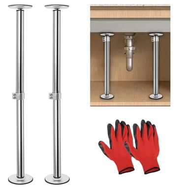 Undermount Sink Brackets, Stainless Steel Adjustable Sink Legs Installation and Repair Kit Support System with Waterproof Gloves for Kitchen, Bathroom(16.1-28.7inches)