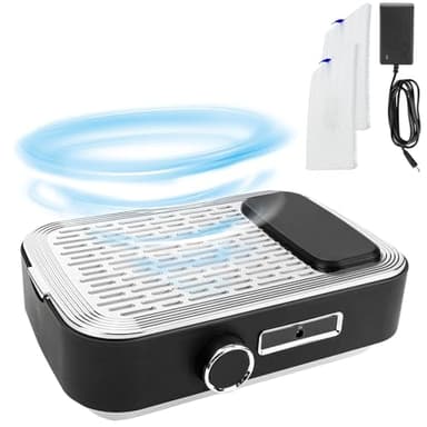 Rechargeable Nail Dust Collector with 2 Reusable Filtersr, 80W Powerful Dust Suction Machine Vacuum Nail Fan Dust Collector with Adjustable Suction for Nail Salons & DIY Home