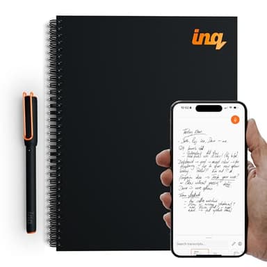 inq Smart Writing Set – Converts Handwriting to Text – Real Ink on Real Paper - AI Note Taking, Voice Recording and Transcription, For iPhone and Android - Smart Pen & Notebook (Letter Size)