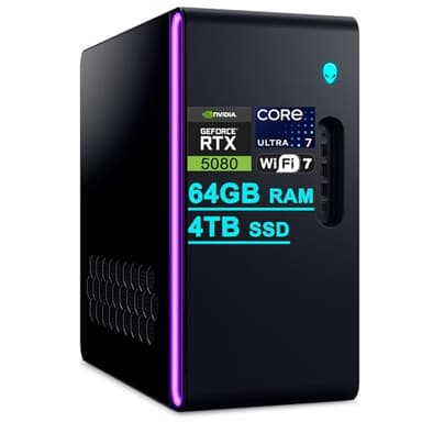 Dell Alienware Aurora ACT1250 Gaming AI Desktop Intel 20-core Ultra 7 265F 64GB RAM 4TB SSD GeForce RTX 5080 16GB GDDR7 (Up to 1801 AI Tops) Liquid Cooler 1000W PSU WiFi7 Win11 w/Copilot