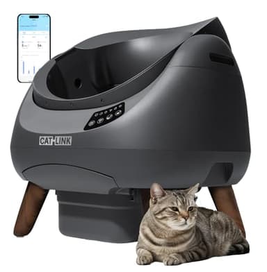 CATLINK Self Cleaning Cat Litter Box Open-X, 5G & 2.4G WiFi, Safe Anti-Pinch Automatic Litter Box Open Top, AI Waste Analysis Health Monitor, App, Odor Free - Grey/Large (Single-Cat Household)