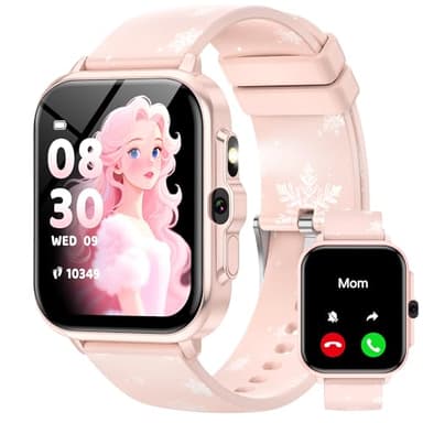 Smart Watch for Kids Boys Age 5-12, Ai Functions Games HD Touch Screen Watches with Video Camera Music Player Pedometer Heart Rate Sleep Tracker Christmas Birthday Gifts for Girls (Pink, 1.85")
