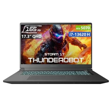 Thunderobot Storm 17 5070 Gaming Laptop, 17.3" QHD 165Hz 2K Display, Core i7-13620H, GeForce RTX 5070, 64GB DDR5 RAM, 1TB SSD, RGB Backlit Keyboard, HDMI, Wi-Fi 6, Win11 Home