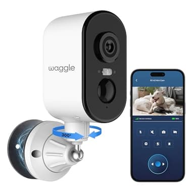 Waggle 4G LTE Cellular Security Camera, Built in SIM Card, 2K HD Pet Monitor, 300° Pan, No WiFi, 9000mAh Battery, Night Vision & 2-Way Talk - RVs/Camping/Travel & Outdoor - Subscription Required