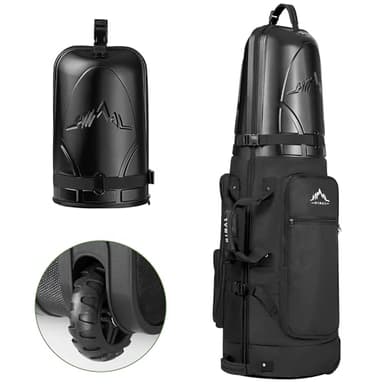 UNIHIMAL Golf Travel Bag with Hard Case Top, 1680D Heavy Duty Oxford Golf Club Travel Bags for Airlines with Wheels Easy to Maneuver