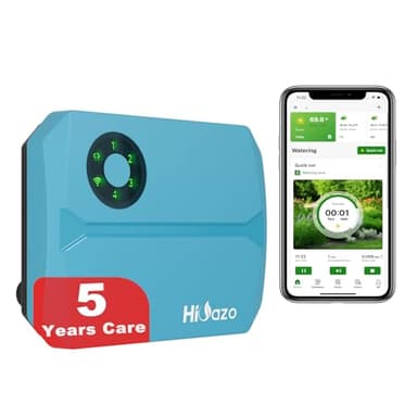 Smart Sprinklers Controller WiFi, Irrigation Controller Easy Use App Enabled, 4 Zone + 16 Plans, Save Water Auto Skip Rain, Freeze & Wind, 10 Minutes Install
