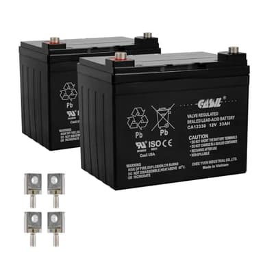Casil 12V 33Ah SLA AGM Battery – 2 Pack – Compatible with Pride Mobility Jazzy Select, Jazzy 1103 Ultra, Select Elite, and Electric Wheelchairs