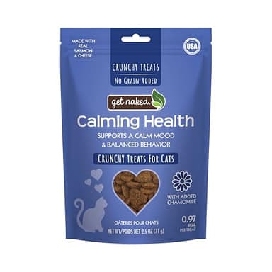 Get Naked Cat Calming Treats | Crunchy Salmon & Cheese Flavor | Feline Anxiety Relief & Stress Control | Grain-Free Cat Calming Product | Made in USA 2.5 oz