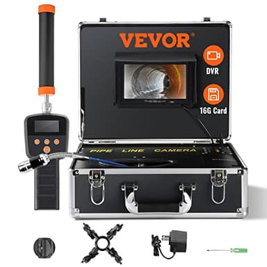 VEVOR Sewer Camera with 512Hz Locator, 100ft Inspection Camera with 7" Screen & DVR Function, IP68 Camera with 12 Adjustable LEDs, A 16 GB SD Card for Sewer Line, Home, Duct Drain Pipe Plumbing