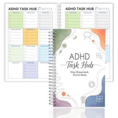ADHD Planner for Focus & Productivity: Task Management Hub with Color-Coded Sections for Calls, Emails, To-Dos, Appointments & More. Reduce Overwhelm. A5, Durable Cover, 100gsm Paper, Spiral Bound