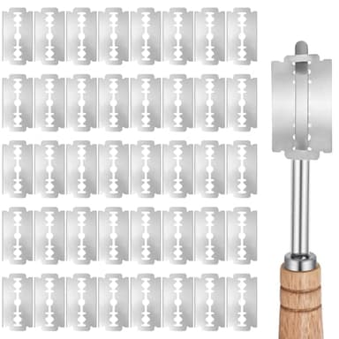 Clofiak 40Pcs Bread Lame Blades Refill, 6Cr13 Stainless Steel Sourdough Scoring Blade Tool, Professional Dough Bread Razor for Sourdough Bread Scoring(Only Blades)
