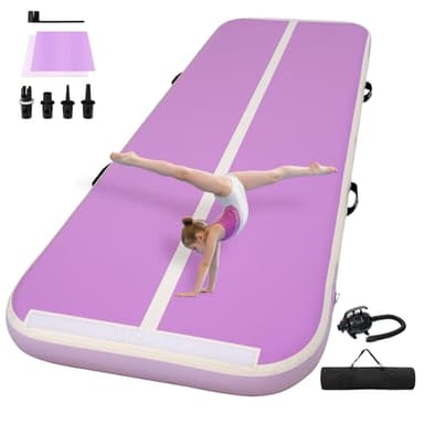 Tumble Track, Inflatable Tumbling Mat,Tumble Track Mats for Gymnastics, and Tumble Track with 8 Inches Thickness for Home, Training, Cheerleading, Yoga, Water with Pump (Purple, 10ft×3.3ft×4inch(3x1x0.1m))