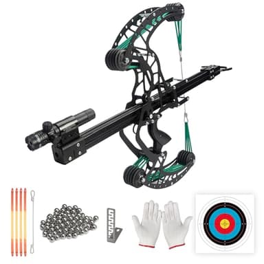 Xguis Compound Slingshot That Shoots Steel Balls, Both Handed Ball Bearing Compound Bow Set for Adults, Professional Slingshot with Continuous Shooting for Outdoor (Green)