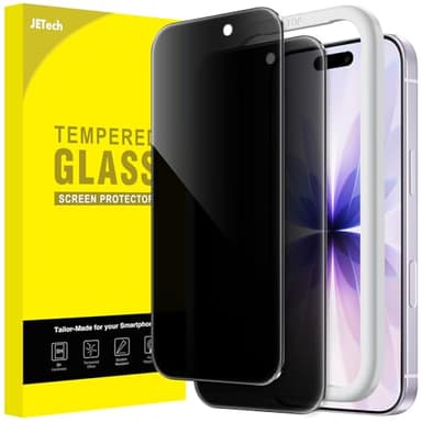 JETech Privacy Screen Protector for iPhone 17 6.3-Inch, Anti-Spy Tempered Glass Film with Easy Installation Tool, 2-Pack