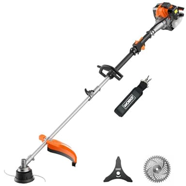 WORKIT 25.4CC Gas Powered String Trimmer, 3-in-1 Multi-Tool Commercial Grade Gas Weed Eater with 17" String Trimmer, Edger & Heavy Duty Brush Cutter - 3T/40T Blades & 0.095" Dual Line for Lawn Care
