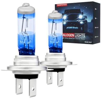 PERPOTAO H7 Halogen Bulbs, 12V 55W, 3800K Warm White, High Performance, Brighter Clear Light, High/Low Beam & Fog Light Bulb Replacement, Long Life, Plug and Play, 2 Pack