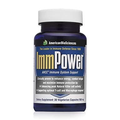 American BioSciences ImmPower AHCC Supplement, Vegetarian Capsules, Enhanced Immune Support, Natural Killer Cell Activity and Cytokine Production, 500 milligrams per Capsule (30 Count)