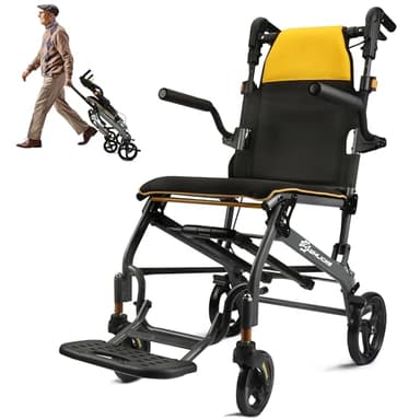 Wheelchairs for Adults Transport Chair Lightweight Foldable with Telescopic Handle,17" Width Compact Portable Folding Travel Wheel Chairs for Seniors