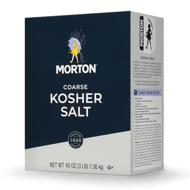 Morton Coarse Kosher Salt – Large Flaky Salt Crystals, Kosher Certified | Perfect for Pinching, Brining, Grilling, Baking | 3 lbs (1-Pack)