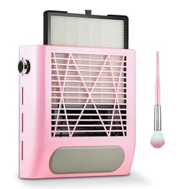 Nail Dust Collector Nail Tech, 80W Powerful Suction Nail Extractor Vacuum with Reusable Filter & Brush, Adjustable Electric Nail Fan Dust Vacuum for Acrylic Gel Nail Polishing Manicure Tool