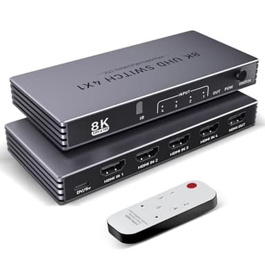 HDMI Splitter 4K 240Hz HDMI Switcher 4 in 1 Out - 8K60Hz 4K240Hz Hdmi Switch with Remote HDR10+ HDMI2.1 3D CEC HDR HDCP2.3, Add Extra hdmi Ports for TV PS5/4/3 Xbox DVD Player Nintendo PC Fire Stick