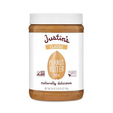 Justin's Classic Peanut Butter Creamy Spread, No Stir, Gluten-Free, 28 Ounce Jar, 1 Pack