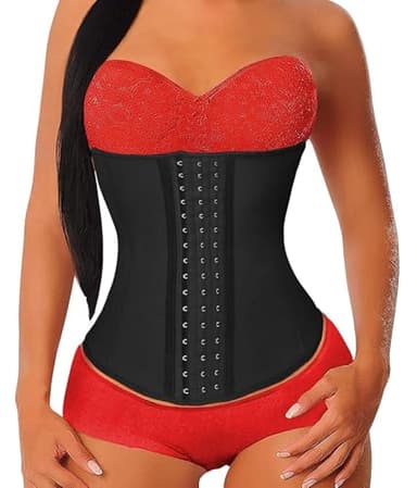 YIANNA Women's Underbust Latex Sport Girdle Waist Trainer Corsets Cincher Hourglass Body Shaper Weight Loss (Black, S)