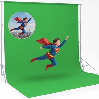 CPLIRIS 10x20ft Green Screen Backdrop for Photography, Dual-Size Dual-Pocket Design Chromakey Background for Photoshoot, Game Steaming, Zoom Meeting with Both Options of 10 ft and 20 ft in Width