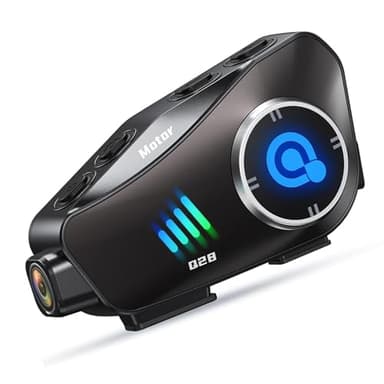 Motorcycle IP66 Waterproof Q28 Helmet Camera with Bluetooth Headset 1080P HD Helmet Video Recorder Call Noise Reduction 120° Wide Angle 1500 mAh Long Life High Capacity Battery Support WIFI Connection