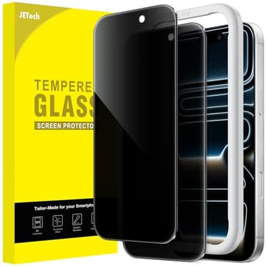 JETech Privacy Screen Protector for iPhone 17 Pro 6.3-Inch, Anti-Spy Tempered Glass Film with Easy Installation Tool, 2-Pack