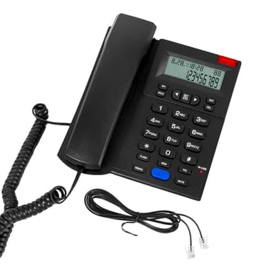 Corded Landline Phone with Caller ID, Landline Phones for Home Office, Speaker Phone with Redial, Speed Dial, Caller Indicator Light Feature, Telephone Landline Phones Adjustable Ringer: High/Low/Off