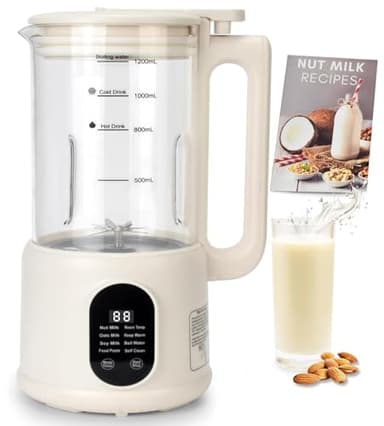 Nut Milk Maker, 40 Oz 8 in 1 Homemade Automatic Plant-Based Milk, Soy Milk, Oat Milk, Almond Milk & More Multifunctional/12 Hours Timer/Auto-Clean/Room Temp/Keep Warm/Boil/Room Temp/Low-Noise
