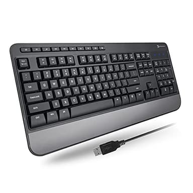 X9 Wired Keyboard - Comfortable Typing - Ergonomic Full Size USB Keyboard with Wrist Rest, Number Pad, Multimedia and 114 Keys - External Computer Keyboard for Laptop, Desktop and Office PC