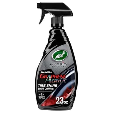 Turtle Wax Hybrid Solutions Graphene Acrylic Tire Shine Spray Coating, Long-Lasting Rich Black Shine, No-Sling, Water-Resistant Tire Dressing with UV and Dirt Repellent Protection, 23oz (Pack of 1)