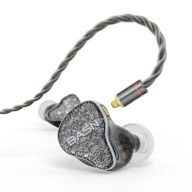 BASN Bmaster5 in Ear Monitors, 5 Drivers Drummer Headphones with Powerful Bass, Noise Isolation IEM Earbuds with Detachable MMCX Sliver-Plated OFC Cable for Musicians (Midnight Black, 3.5mm)