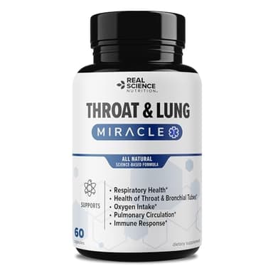 Real Science Throat & Lung Detox Capsules to Clear Mucus, Sore Throat & Support Breathing – Lung Support Supplement with Vinitrox, GABA, Vitamin C & D for Long-Term Cough & Respiratory Relief, 60 Caps