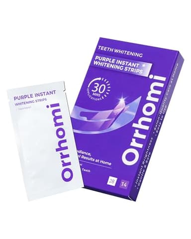 Teeth Whitening Strips 14 Treatments, Enamel Safe for Sensitive Tooth, Whitens Teeth, Purple Whitening Strips, Removes Yellow Stains & Bad Breath - Effective Color Correction for a Brighter Smile