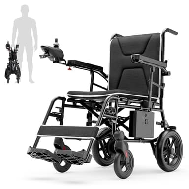 VERPAL 34lbs Lightweight Electric Wheelchair for Adults, 500W Foldable Electric Wheelchairs with 220 lbs Capacity, 12Ah 12.5 Miles All Terrain Power Wheelchair for Home, Hospital, Nursing Home, Park