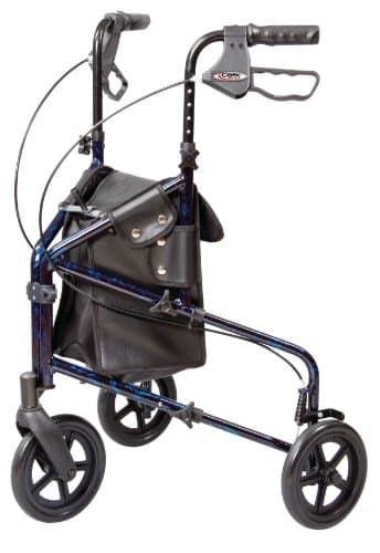 Carex 3 Wheel Walker for Seniors, Foldable, Rollator Walker with Three Wheels, Three Wheel Rolling Walker Height Adjustable for Seniors, Blue, Trio, Folding