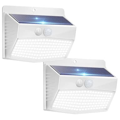 [2 Packs] Solar Lights Outdoor Motion Sensor, Solar Security Lights with 3 Lighting Modes Solar Wall Lights Waterproof Solar Powered Lights for Garden Fence Yard Deck, White