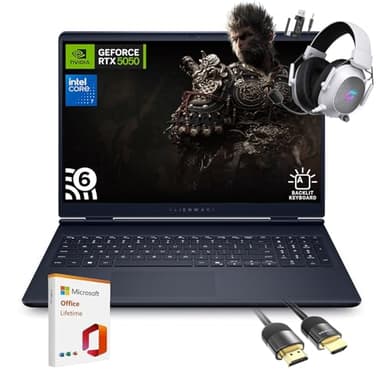 Dell Alienware 16 Aurora Gaming Laptop AC16250, 16" WQXGA Display, NVIDIA GeForce RTX 5050, Intel Core 7-240H Processor, 32GB RAM, 1TB SSD, Backlit Keyboard, with Assy Office Lifetime, Wins 11
