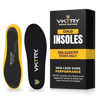 VKTRY Gold for Non-Cleated Shoes - Carbon Fiber Performance Insoles - Customized Athletic Inserts for Sports Basketball Volleyball Running & More | Shock Absorption US M10.5-11, W12.5-13, 171-220lbs