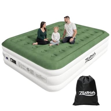 Zearna 2025 Upgraded Queen Air Mattress with Built in Pump，18'' Comfort Blow up Mattress, Quiet Surface Portable Inflatable Mattress, Air Bed with Storage Bag for Guests, Home, Camping, 660 lbs Max