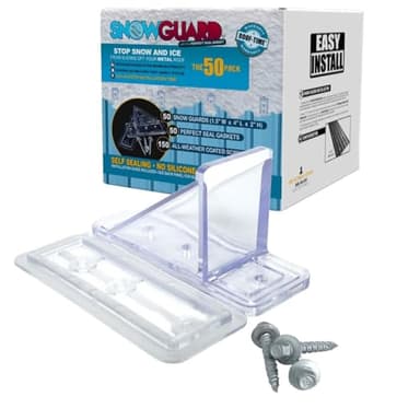50 Pack Snow Guards for Metal Roofs – with Perfect Seal Gaskets & Screws – Heavy-Duty Polycarbonate Snow Stops Prevent Sliding Snow & Ice – Roof Snow Retention System | Made in USA