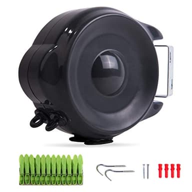 JS Hanger Retractable Clothesline Outdoor Indoor Laundry Line - 99 FT Double Lines Heavy Duty Wall Mounted Washing Line, 30M Portable Clothes Drying Line with 24pcs Free Pegs (Black)