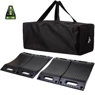 Demreal Rubber Tire Saver Ramps 4-Pack Wheel Chocks — 60,000 lbs Heavy Duty, Prevent Flat Spots & Tire Damage, Anti-Slip for Car SUV RV & Trailer Long-Term Storage, Portable with Bag & Bubble Level