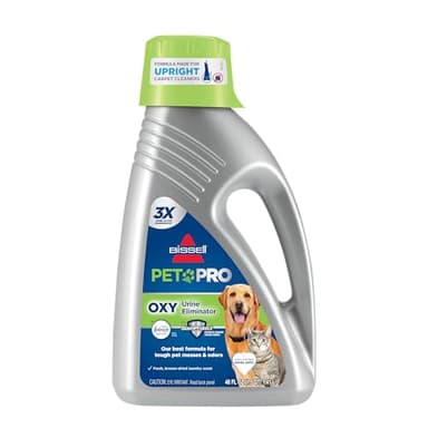 Bissell PET PRO OXY Urine Eliminator with Febreze Carpet Deep Clean Solution, with StainProtect Technology, for use in leading upright carpet cleaners, 48oz, Our best formula for pet messes & odors